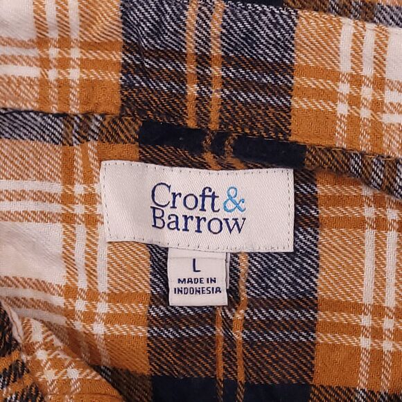 Croft & Barrow Tartan Flannel Button Up Casual Shirt Mens Size Large L Brown - Picture 3 of 11